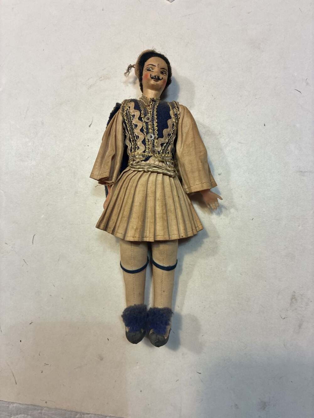 Vintage Greek Tsolias Evzonas Soldier Folk Art Collectible Doll